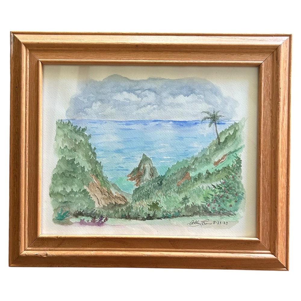 Coastal Serenity Watercolor Garden of Eden Hawaii #2
